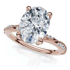 Pompeii3 2 1/5Ct Oval Diamond Engagement Camellia Ring 14k Gold Lab Created - 1 of 4