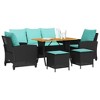 vidaXL 6 Piece Patio Sofa Set with Cushions - Black and Blue Wood - 4 of 4