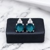 Slickblue Blue Green CZ Stud Earrings – Rhodium Finish, 6.16 Ct, Elegant Jewelry with White Cubic Zirconia for Women - 2 of 3