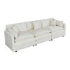 NicBex 112.2 Inch Modern Couch 3-Seater Sofa with 2 Arm Pillows and 3 Throw Pillows for Living Room,Apartment,Bedroom,Beige - 2 of 4