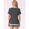 cheibear Women's Short Sleeve Sleepwear with Pockets Casual Short Pajama Sets 2 Pcs - 3 of 4