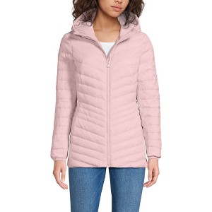 Lands' End Women's Outerwear Wanderweight Ultralight Packable Hooded Long Down Jacket - 1 of 4