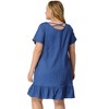 Agnes Orinda Women's Plus Size Cross Back Ruffle Hem Formal Chambray T-Shirt Dresses - 4 of 4