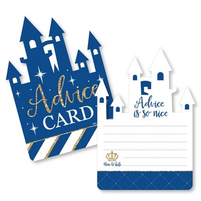 Big Dot of Happiness Royal Prince Charming - Castle Wish Card Baby Shower Activities - Shaped Advice Cards Game - Set of 20