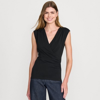 Lands' End Women's Lightweight Jersey Wrap Front Top