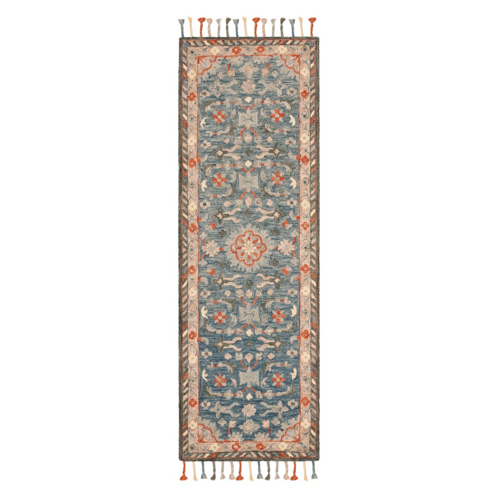  Runner Medallion Tufted Blue/Rust