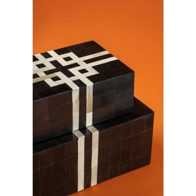 Bindra Black and Ivory Decorative Boxes Set of 2