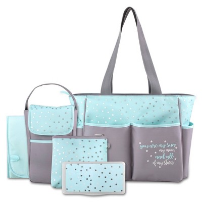 Baby Essential Kisses & Stars 5-in-1 Tote - Aqua