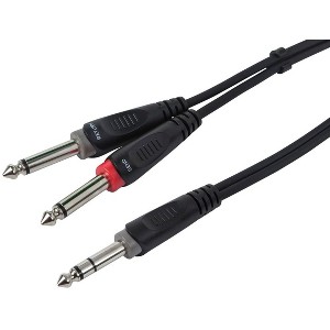 Monoprice 1/4 Inch TRS Male to two 1/4 Inch TS Male Insert Cable Cord - 10 Feet - Black - 1 of 4
