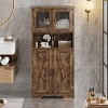 Acekool 54" Farmhouse Bathroom Cabinet with Glass Doors, Adjustable Shelves & Freestanding Storage – Pantry for Kitchen, Living & Dining Room - 3 of 4