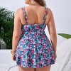 Plus Size Floral Print Swimsuit Two Piece High Waisted Tummy Control Bikini Set - 3 of 4