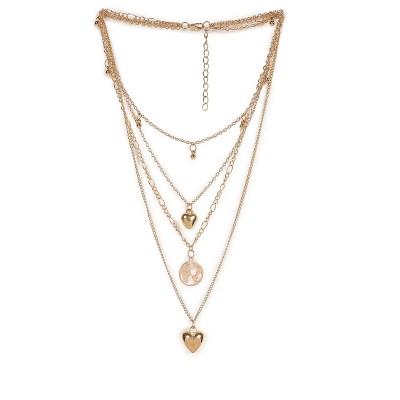 SOHI Women's Gold Heart Layered Necklace