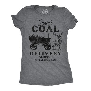 Womens Funny T Shirts Santas Coal Delivery Service Sarcastic Xmas Graphic Tee For Ladies - Crazy Dog Women's T Shirt - 1 of 4