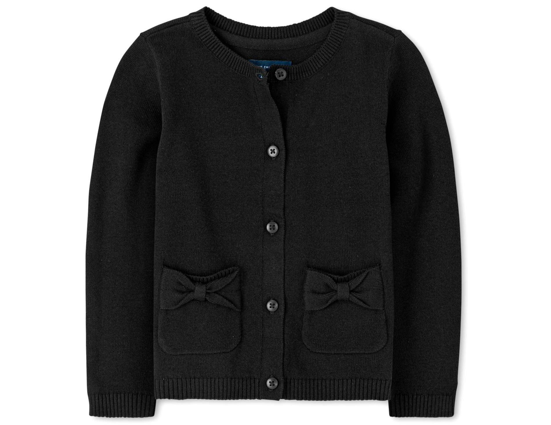 The Children's Place Toddler Girls Uniform Long Sleeve Bow Cardigan
