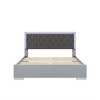 Queen Size Upholstered Bed With LED Lights, Modern Platform Bed With Velvet Headboard, Solid Wooden Slats Support, No Box Spring Needed - 4 of 4