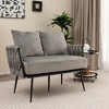 Costway Modern Loveseat Sofa Upholstered Dutch Velvet Couch with Woven Back & Arms Green/Grey - 2 of 4