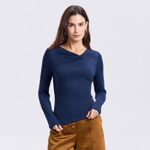 Women's Long Sleeve Twisted Knit Top - A New Day™ - 1 of 4
