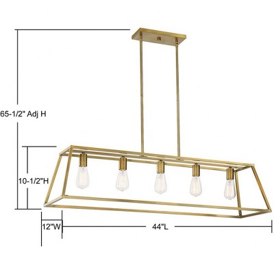 Denton Warm Brass Geometric 5-Light Linear Chandelier