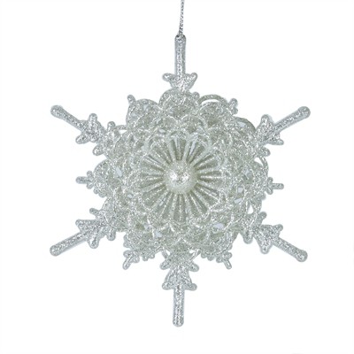 Kurt S. Adler 5" Seasons of Elegance Silver Glitter Scallop Edged Snowflake Christmas Ornament