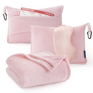 Travel Blanket Airplane Compact with Storage Bag Packable Blanket with Eye Mask Lightweight 3-in-1 Travel Essentials  Functioned as Pillow - 1 of 4