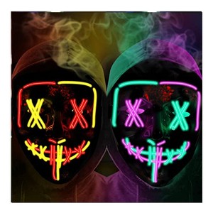 GustoWave 2pcs Light up Mask LED Mask-Purge Mask, X Eyes Scary Masks,Costume Mask with 3 Lighting Modes for Halloween Festival Party-Unisex Adult Mask - 1 of 4