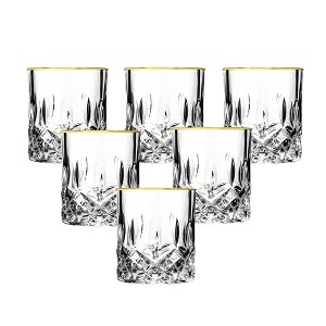 Lorren Home Trends Siena Collection Shot Glass Set of 6 with Gold Trim - 1 of 4