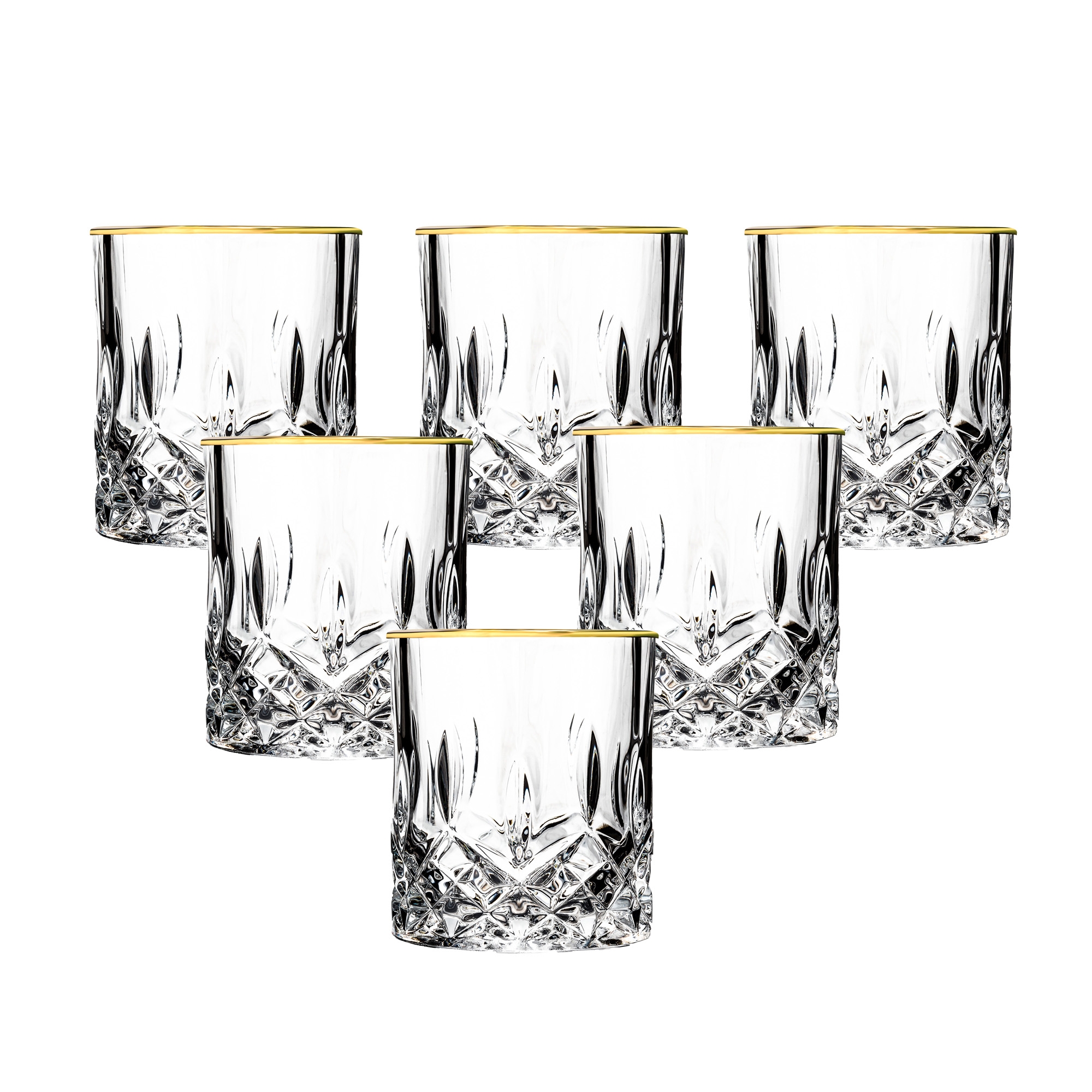 Lorren Home Trends Siena Collection Shot Glass Set of 6 with Gold Trim
