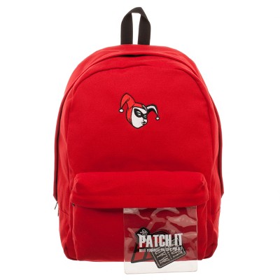 DC Comics Harley Quinn Red Adult Backpack With Pins & Patches
