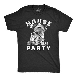 Mens House Party T Shirt Funny Halloween Creepy Haunted House Joke Tee For Guys - Crazy Dog Men's T Shirt - 1 of 4