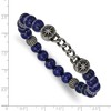 Chisel Stainless Steel Antiqued White Bronze-plated Compass 8.5mm Lapis Beaded 7.5" Stretch Bracelet - 3 of 4