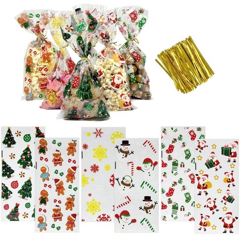 Wrapables 100pcs Christmas Cellophane Treat Bags and Ties - image 1 of 4