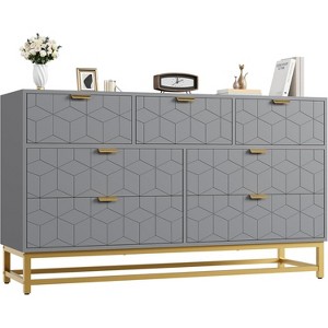homfan Dresser for Bedroom, 53.5" Wide Dresser Organizer, 7 Drawer with Golden Metal Handle and Legs, Modern Chest of Drawers - 1 of 4