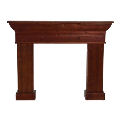Grand Walnut Finish Wall Mount Fireplace Mantel