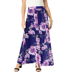Roaman's Women's Plus Size Ultrasmooth Fabric Maxi Skirt - 1 of 4