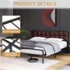 Metal Bed Frame with Upholstered Square Stitched Headboard, Faux Leather Platform Bed Frame, Steel Slats Support, Box Spring Optional - 3 of 4