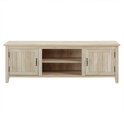 threshold media stand white oak finish