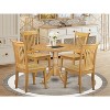 Modern Dining Set - Round Table & 4 Chairs - 42 Inch - Oak Finish - Kitchen Dining Room Furniture - 2 of 4