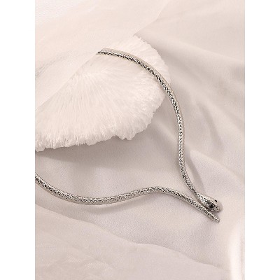 SOHI Women's Metallic Silver The Serpent Torque Necklace
