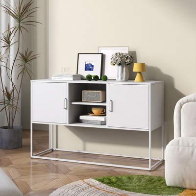 NicBex Minimalist Sideboard Cabinet with 2 Doors Modern Freestanding Buffet Cabinet with Storage for Kitchen,Living Room,White