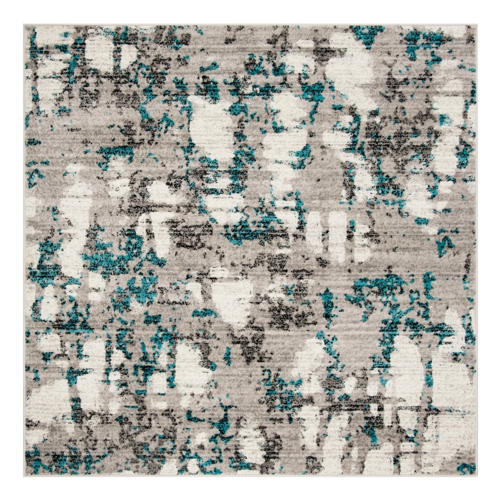 Gray/Blue Splatter Loomed Square Area Rug 6'7inX6'7in - Safavieh