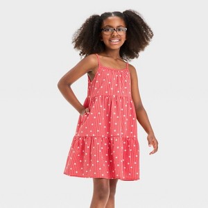Girls' Sleeveless 4th of July 'Star' Dress - Cat & Jack™ Red - 1 of 3