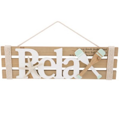 Beachcombers Relax Word Wall Hanging 18 x 5.5 x 1.5 Inches.