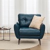 TYBOATLE Blue Leather Accent Chair, Tufted Mid-Century Armchair for Salon, Office, Living Room - 3 of 4