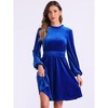 Allegra K Women's Velvet Smocked Waistline Long Sleeve Wedding Guest Dress - 4 of 4