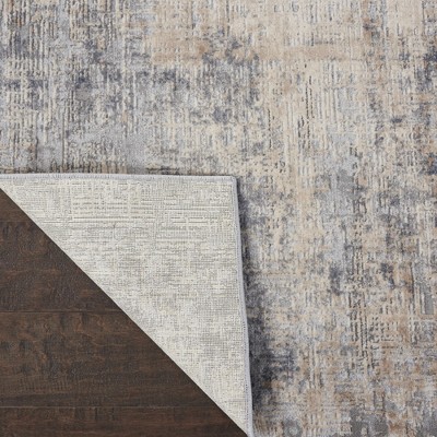 Rustic Grey and Beige Abstract Synthetic Area Rug 4' x 6'