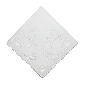CTM Women's Soft Cotton Bridal Heart Embroidered Handkerchief - 1 of 4