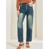Allegra K Women's High Waisted Straight Leg Buttoned Denim Pants - 2 of 4