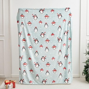 Christmas Fleece Penguin Throw Blankets for Couch Bed - Lightweight Plush Cozy Fuzzy Soft Blankets - 1 of 4