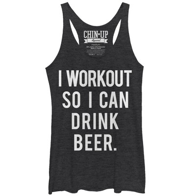 Women's Chin Up Workout For Beer Racerback Tank Top - Black Heather ...