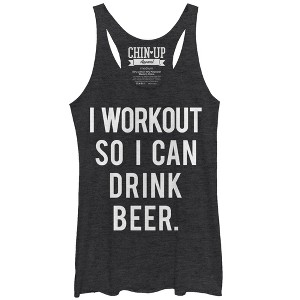 Women's CHIN UP Workout for Beer Racerback Tank Top - 1 of 3